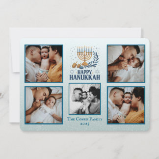 Cartão De Festividades Personalized Happy Hanukkah Card with 5 Photos
