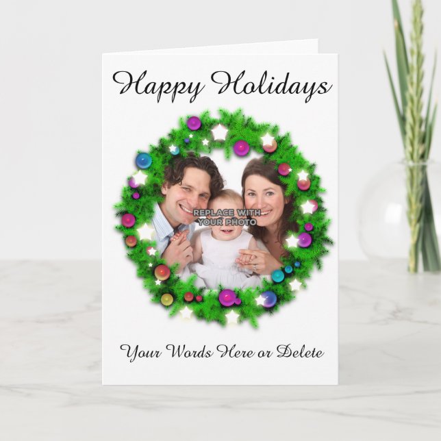 Cartão De Festividades Personalized Happy Holidays Holiday Photo Card (Frente)