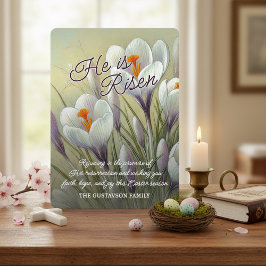 Cartão De Festividades Personalized He Is Risen Crocus Floral Easter Card