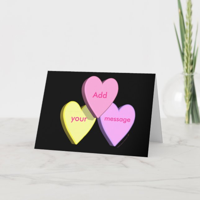 Cartão De Festividades Personalized Heart Candy Card (black) (Frente)