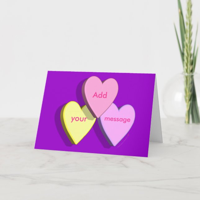 Cartão De Festividades Personalized Heart Candy Card (purple) (Frente)
