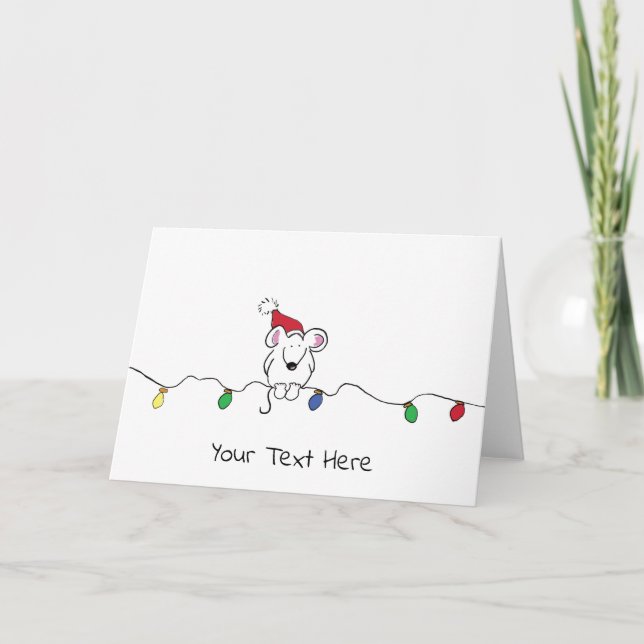 Cartão De Festividades Personalized Illustrated Mouse Christmas Greeting (Frente)