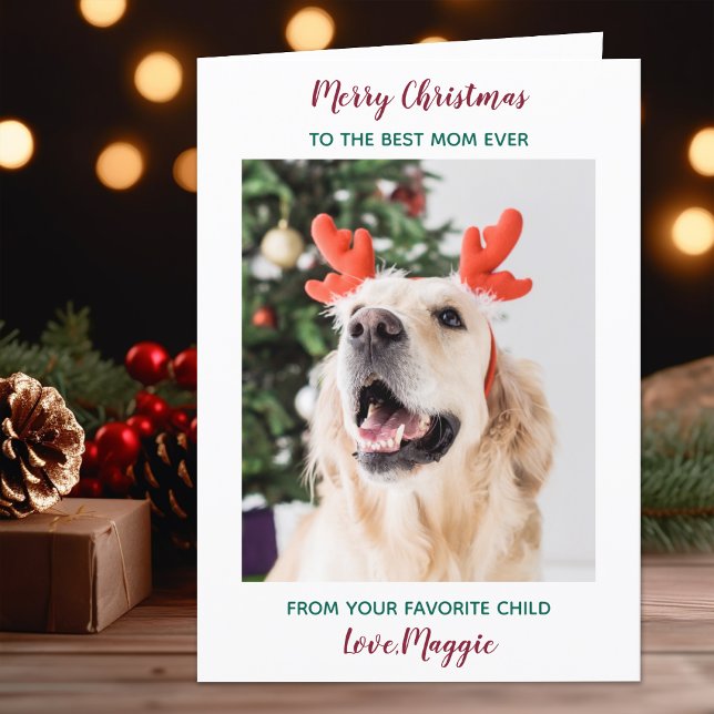 Cartão De Festividades Personalized Merry Christmas Dog Mom Pet Photo (Criador carregado)