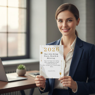 Cartão De Festividades Personalized Modern Minimalist Business New Year 