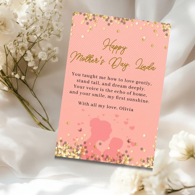 Cartão De Festividades Personalized Mother’s Day Card Elegant Pink Love (Criador carregado)
