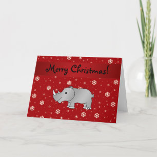 Cartão De Festividades Personalized name rhino red snowflakes