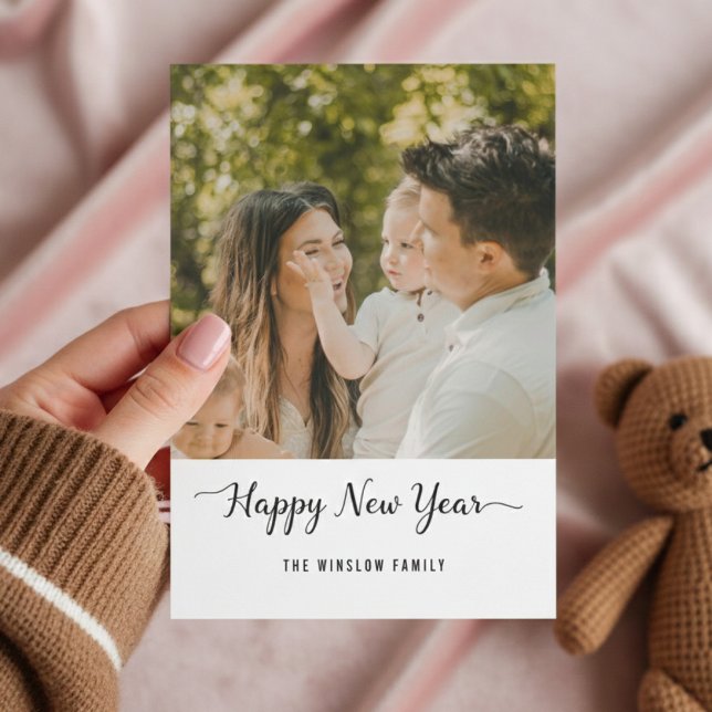 Cartão De Festividades Personalized One-Photo New Year Card 2026 (Criador carregado)