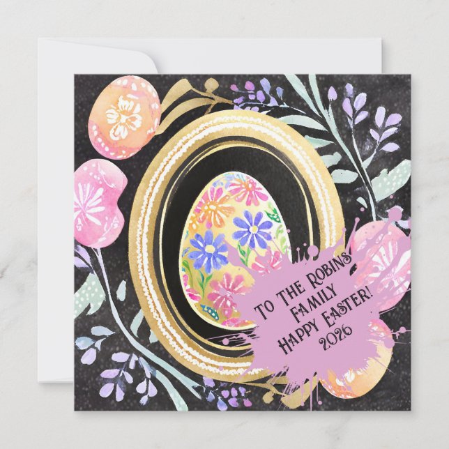 Cartão De Festividades Personalized Pastel Easter Egg Botanical Frame (Frente)