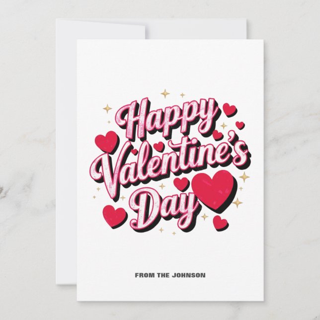 Cartão De Festividades Personalized Red Hearts Happy Valentine's Day  (Frente)