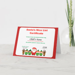 Cartão De Festividades Personalized Santa's Nice List Certificate