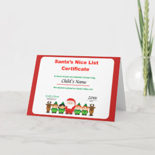 Cartão De Festividades Personalized Santa's Nice List Certificate