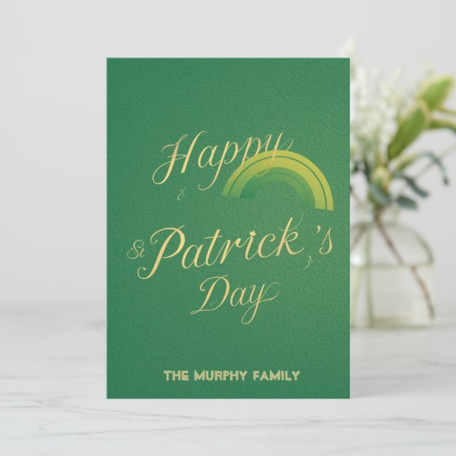 Cartão De Festividades Personalized St Patrick's Day Holiday Card (Em pé/Frente)
