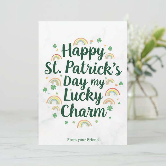 Cartão De Festividades Personalized St Patrick's Day Holiday Card (Em pé/Frente)