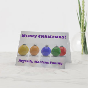Cartão De Festividades Personalized Text Colourful Ornaments
