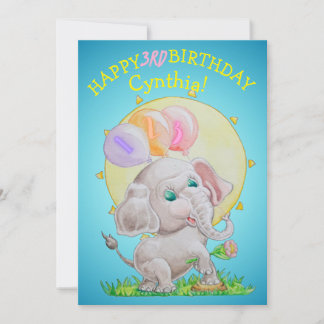 Cartão De Festividades Personalized Three Years Old Girls Birthday Card 