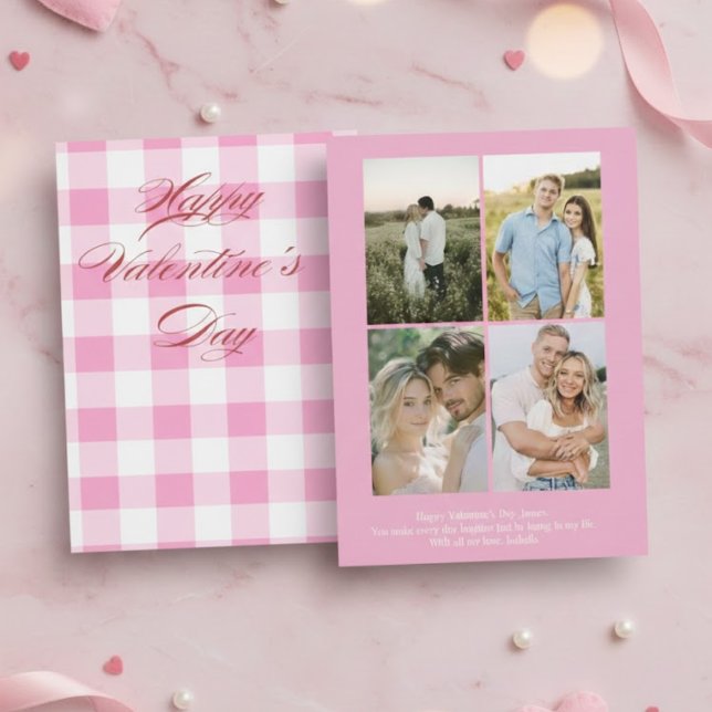 Cartão De Festividades Personalized Valentine’s Day Card with Photo pink (Criador carregado)