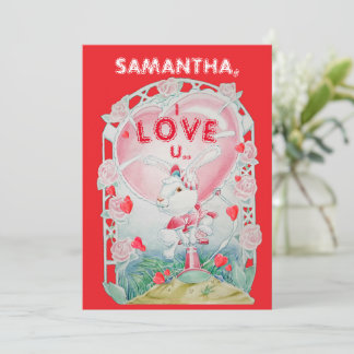 Cartão De Festividades Personalized Valentine's Day Bunny Love Card