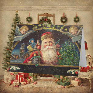Cartão De Festividades Personalized Vintage Old Classic Santa