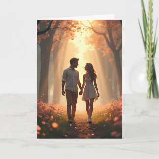 Cartão De Festividades Personalized Walking Couple Valentine Card