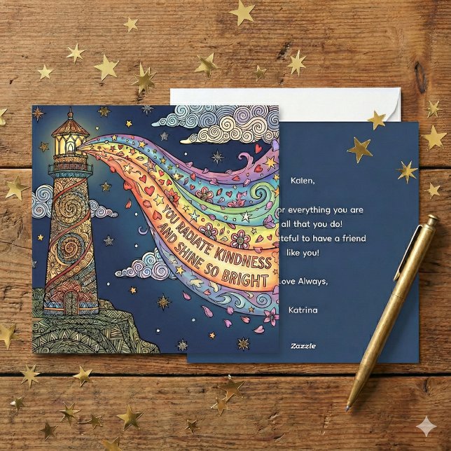 Cartão De Festividades Personalized You Radiate Kindness Empowering Card (Empower someone special with this, "You radiate kindness and shine so bright" personalized card! )