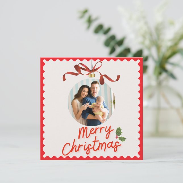 Cartão De Festividades Personlized Merry Christmas Photo Card (Em pé/Frente)
