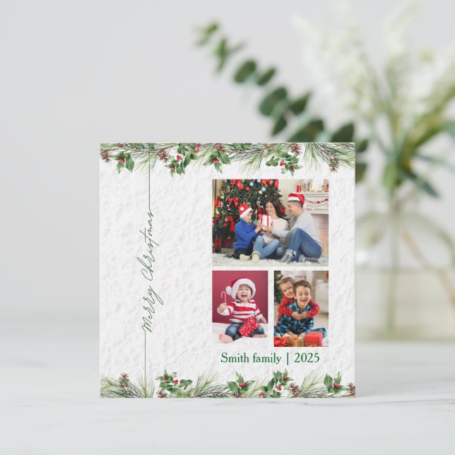 Cartão De Festividades Personlized Merry Christmas Photo Card (Em pé/Frente)