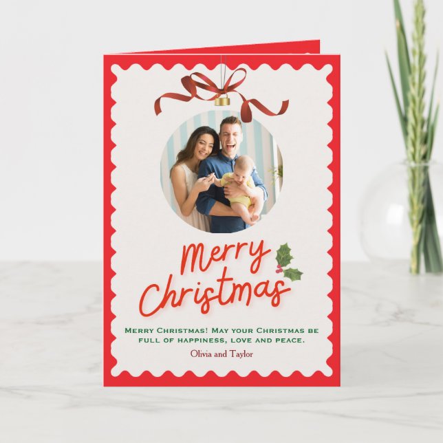 Cartão De Festividades Personlized Merry Christmas Photo Card (Frente)