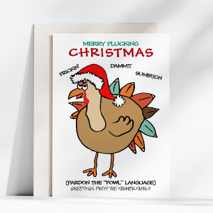 Cartão De Festividades Peru Fofa de Natal com Chapéu de Papai Noel