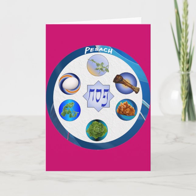 Cartão De Festividades Pesach Seder Plate Card (Frente)