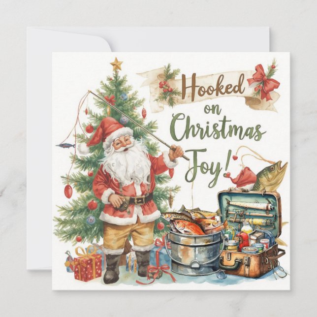 Cartão De Festividades Pesca de Natal temático para pavimentação de pesca (Frente)