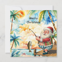 Cartão De Festividades Pescador O Papai Noel está Pescando Natal em Julho