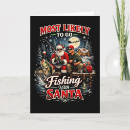 Cartão De Festividades Pescando com Papai Noel