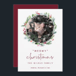 Cartão De Festividades Pet Christmas Card with Photo Cat Wreath<br><div class="desc">Este cartão de Natal de gato divertido mostra uma foto do seu gato cercado por uma coroa de mariposa de Natal. Basta adicionar seus nomes e mudar a mensagem de feriado no verso. Este cartão de Natal de estimação funciona muito bem se você tem uma foto do seu gato em...</div>