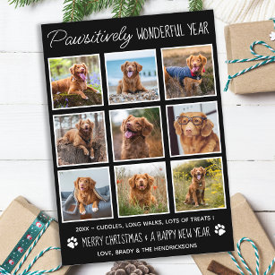 Cartão De Festividades Pet Cute Engraçado Ano em Revisão da Colagem de Fo