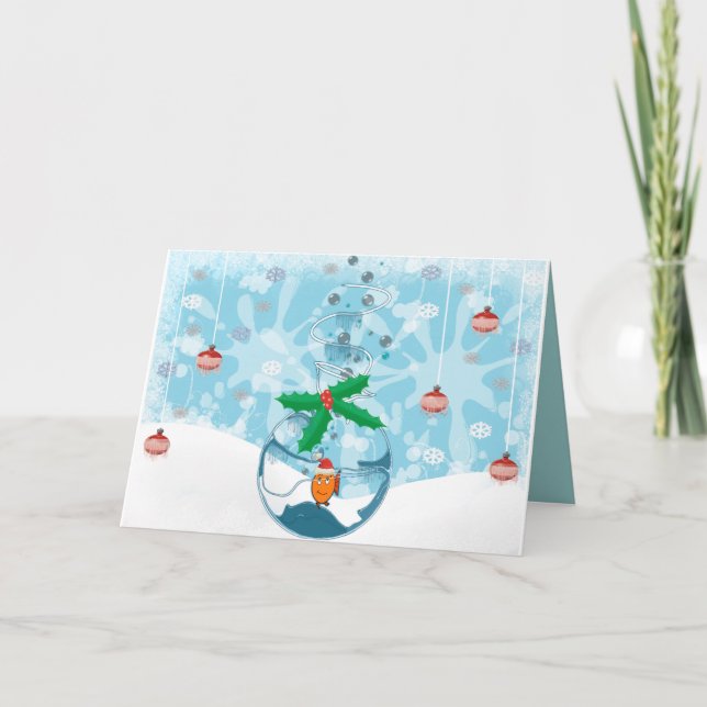 Cartão De Festividades Pet Fish Splat de Natal (Frente)