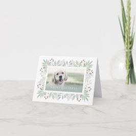 Cartão De Festividades Pet Greeting Card | Green Leaves Card - #holidayz