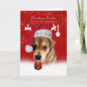 Cartão De Festividades pet groomer christmas wishes greeting card with cu