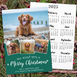 Cartão De Festividades Pet Photo 2025 Calendar Woof Você Feliz Natal<br><div class="desc">Nós Te Acolhemos Um Feliz Natal! Envie cartões de natal fofos e divertidos com este cartão de feriado personalizado e personalizado super fofinho e cartão de calendário 2025. Feliz Natal do cão com estampas bonitas em um divertido design de colagem fotográfica moderno. Adicione as fotos do seu cachorro ou fotos...</div>