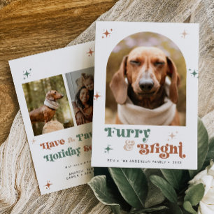 Cartão De Festividades Pet Photo Holiday Card Dog Christmas Puppy Furry