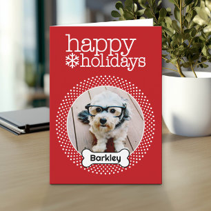 Cartão De Festividades Pet Photo with Dog Bone - Happy