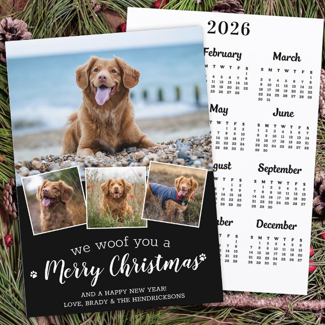 Cartão De Festividades Pet Photo Woof Felry Christmas Dog 2025 Calendar (Criador carregado)