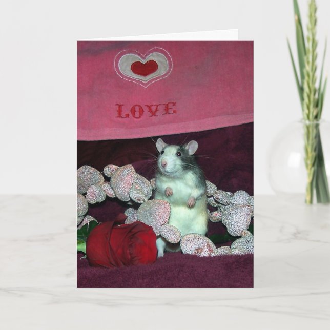 Cartão De Festividades Pet rat, Darcy, Valentine's Day card (Frente)