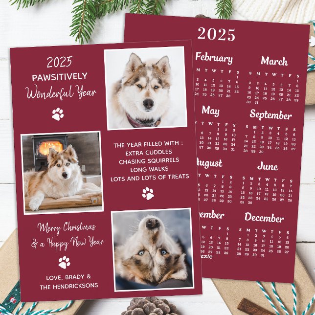Cartão De Festividades Pet Year in Review Custom Dog Photo 2025 Calendar (Criador carregado)