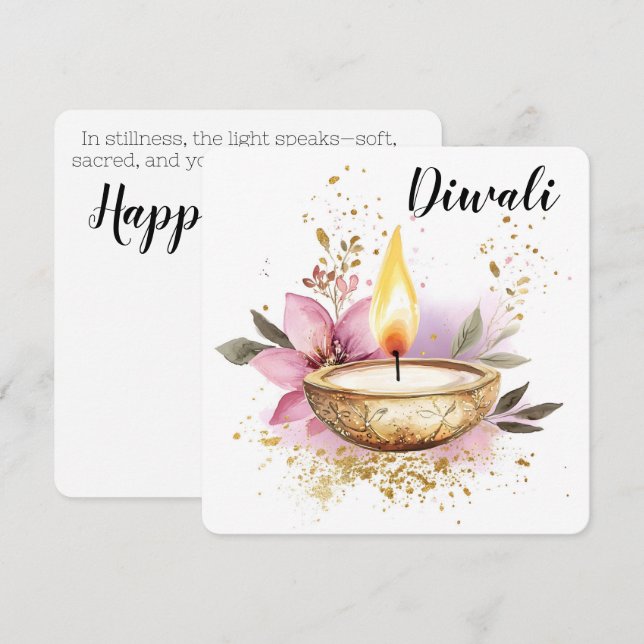 Cartão De Festividades Pétalas de Flame, Diwali (Frente/Verso)