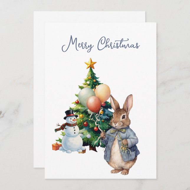 Cartão De Festividades Peter, a árvore de Natal do Coelho (Frente/Verso)