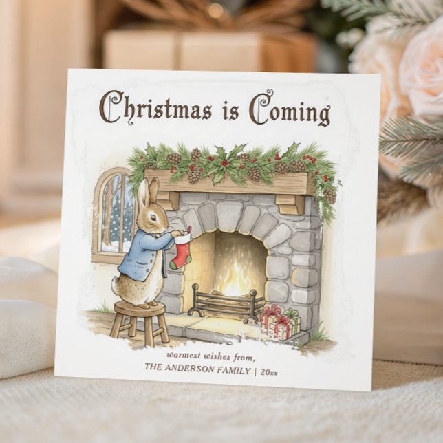 Cartão De Festividades Peter Rabbit Cozy Christmas (Criador carregado)