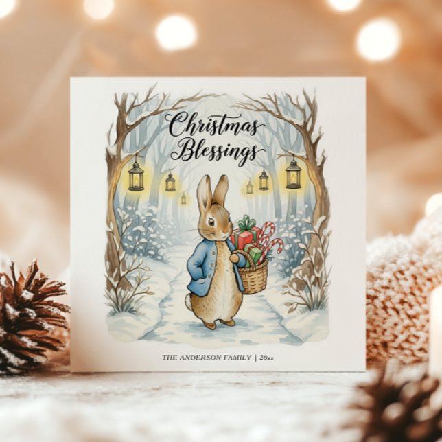 Cartão De Festividades Peter Rabbit Cozy Forest Christmas (Criador carregado)