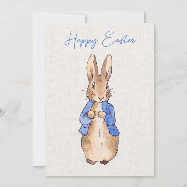 Cartão De Festividades Peter the Rabbit with Linen Background   (Frente)