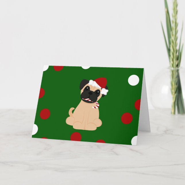 Cartão De Festividades Peticularfashions.com Christmas Pug (Frente)
