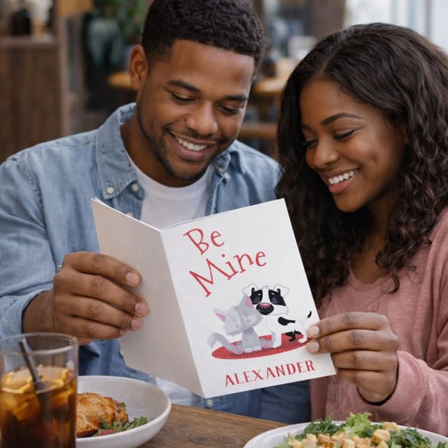 Cartão De Festividades Pets clássicos de Namorados vermelho e branco (Criador carregado)